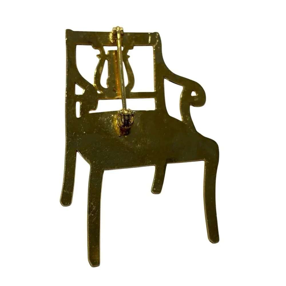 Gold Tone Victorian Vintage Style Chair Collectible Brooch Lapel‎ Pin Furniture